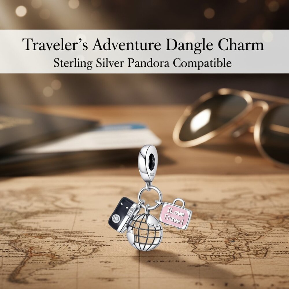 Charm for Bracelet S925 fit Pandora Bracelet  I love Travel
